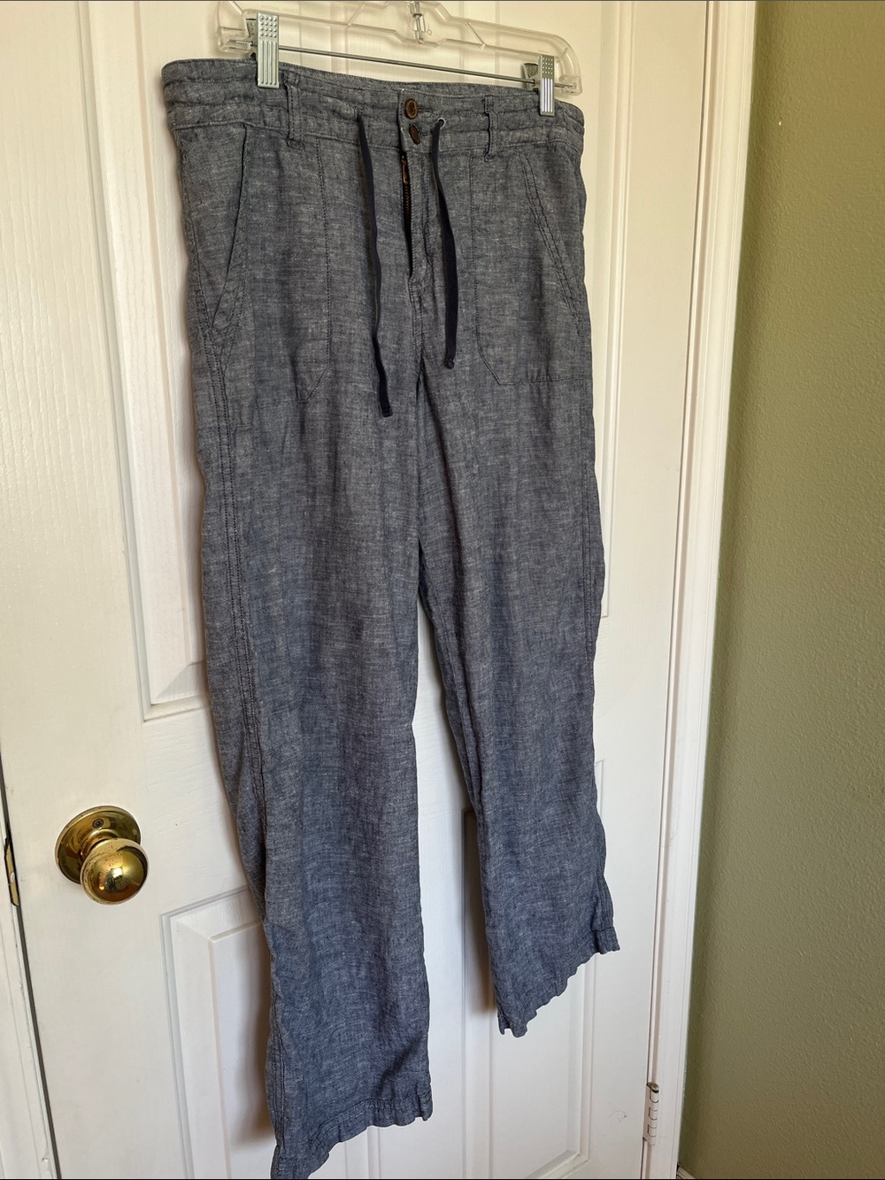 Patagonia Womenโs Blue-Gray Hemp/Cotton Drawstring Pants
